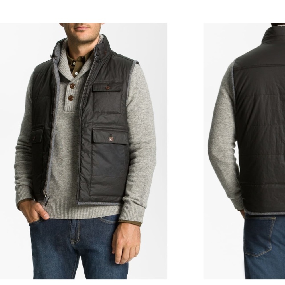 Faconnable Herringbone Tweed Quilted Vest